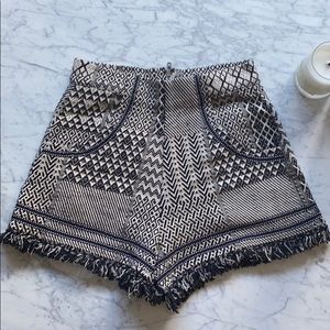 High waisted tribal shorts with fringe NWOT